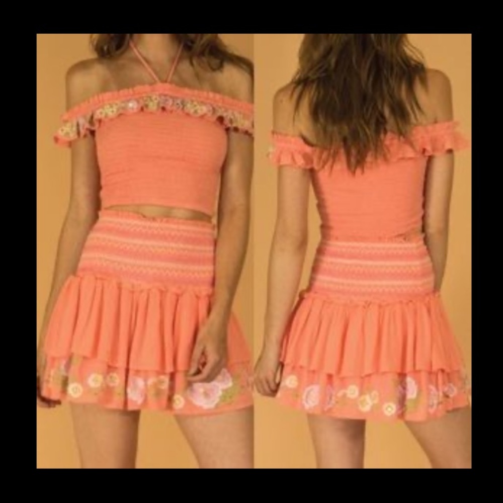 Rahi Cali Coral Embellished Skirt